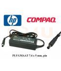 HP laptop oplader 19v, 4.74 - 7.4 x 5.0 met pin