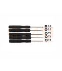 5 delig schroevendraaier set, torx T2 T3 T4, streep 4 mm, kruiskop 3 mm