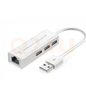 USB hub, 4 in 1. RJ45 en 3x USB