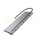 USB-C hub, 12 in 1. RJ45, 3x USB, 2x HDMI, 1x VGA, audio