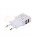 USB oplader 5v 2a, 2x USB uit, wit