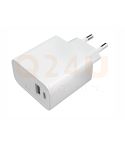 USB-C + USB-A oplader 20W - wit