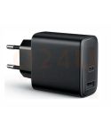 USB-C + USB-A oplader 20W - zwart