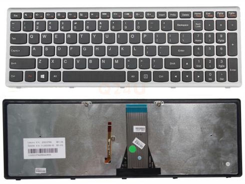 Lenovo G500 Z510 series laptop toetsenbord, US - zwart - zilver frame - met licht