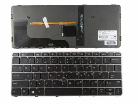 HP EliteBook 820 G3 820 G4 725 G3 series laptop toetsenbord, US - zwart - zilver frame - licht
