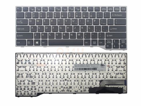 Fujitsu Lifebook E746 E544 E733 E734 E7344 series laptop toetsenbord, US - zwart - zilver frame