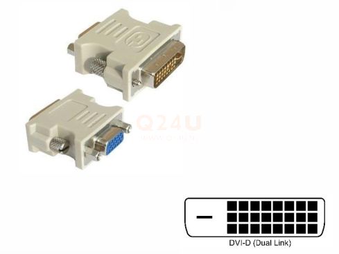 DVI-D dual link - VGA adapter, 24 + 1 pin