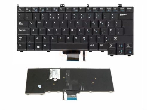 Dell Latitude 12-7000 E7240 series laptop toetsenbord, UK - zwart - met licht - zonder pointer - gebruikt