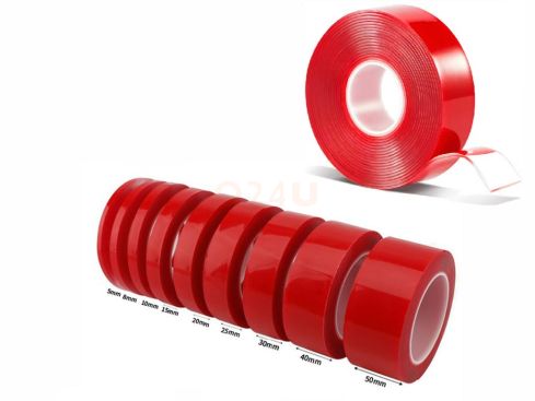Rood dubbelzijdig acrylic foam tape 10 mm - 10 meter