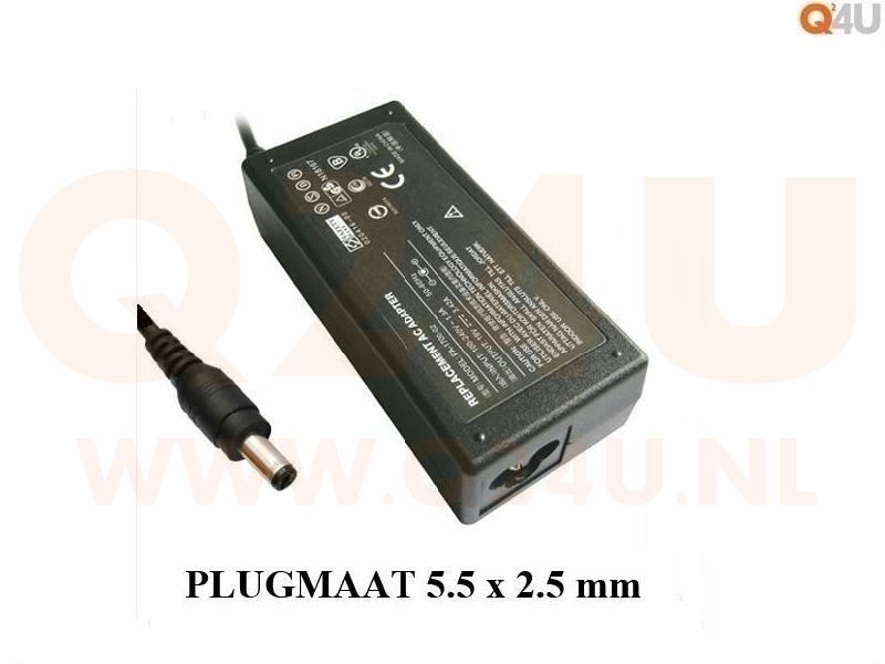 Q24U - OEM, Asus, Fujitsu, Toshiba laptop oplader oplader 19v, 3.42a - 5.5 x 2.5 mm