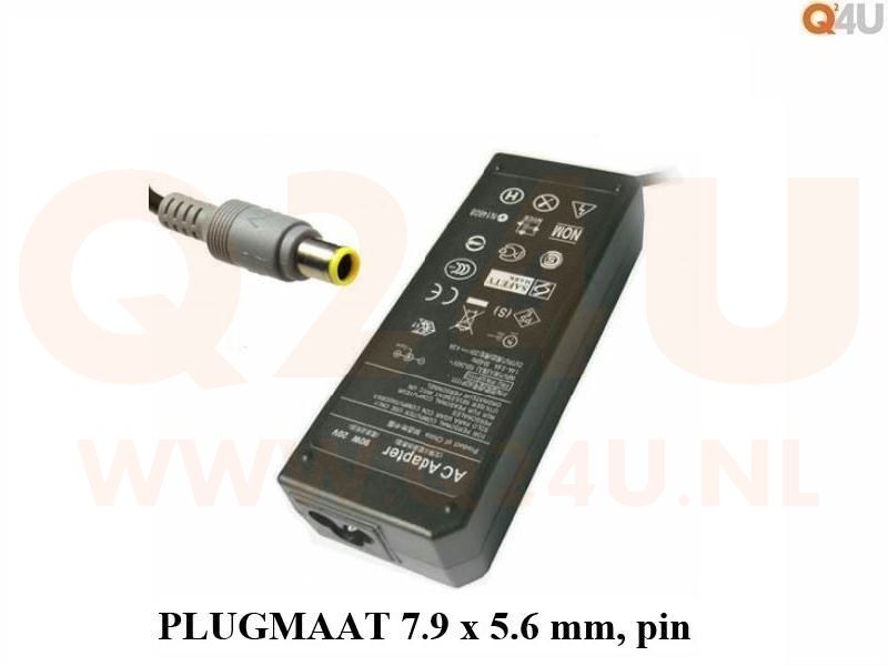 Q24U - OEM, Lenovo laptop oplader 20v, 3.25a - 7.9 x 5.6 mm met pin