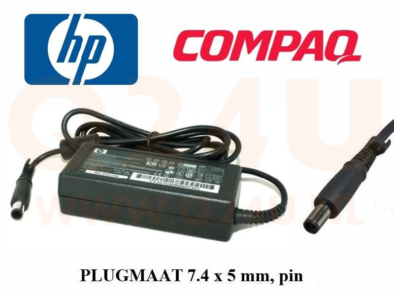 HP laptop oplader 19v, 4.74 - 7.4 x 5.0 met pin