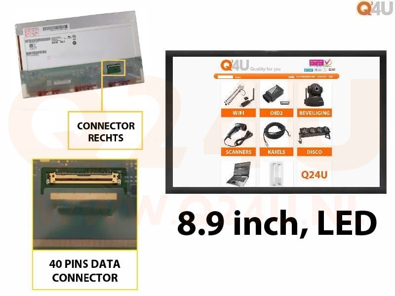 Scherm 8.9 inch, 1024 x 600, LP089WS1(TL)(A4) - Glanzend