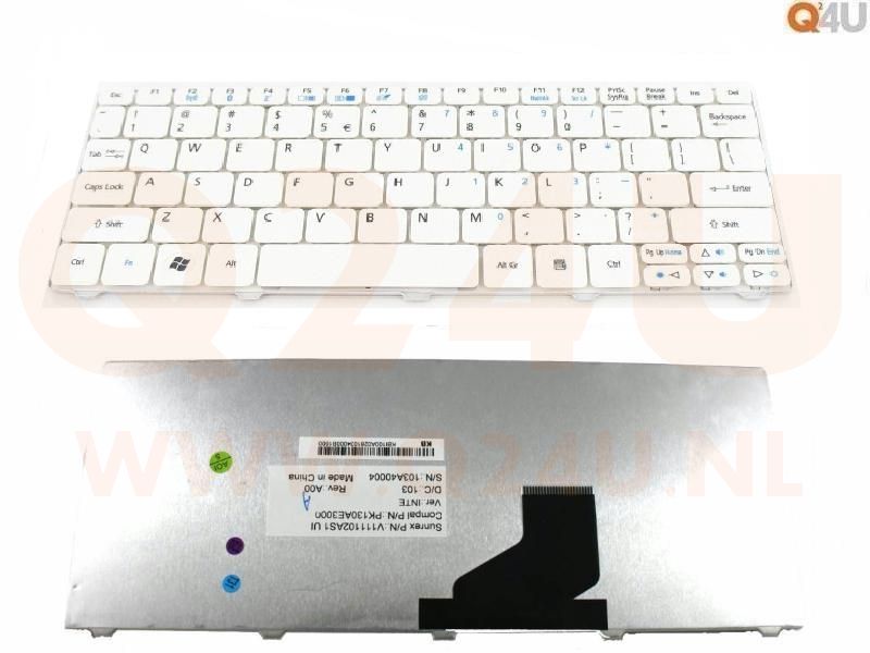 Acer Aspire One 521 532 533 D255  series laptop toetsenbord, US - wit