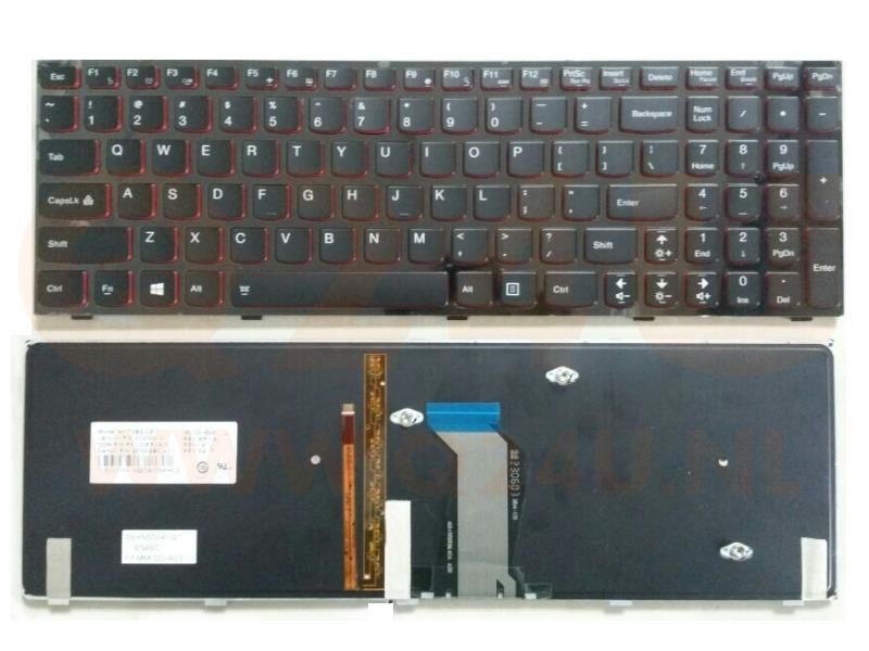 Lenovo IdeaPad Y500 series laptop toetsenbord, US - zwart - met rood licht
