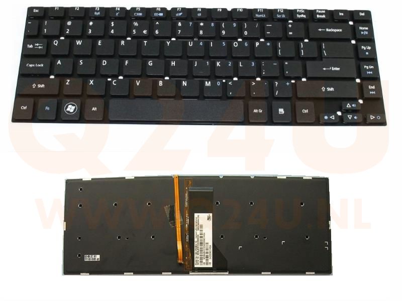 Acer Aspire 3830 4755 4830 series toetsenbord, US - zwart - met licht