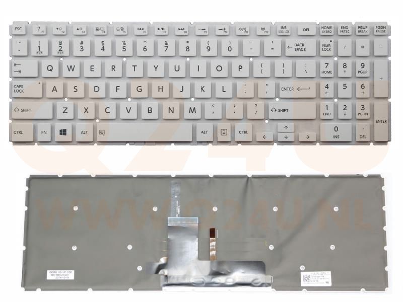 Toshiba Satellite L50-B L50D-B L50DT-B series laptop toetsenbord, US - wit - met licht