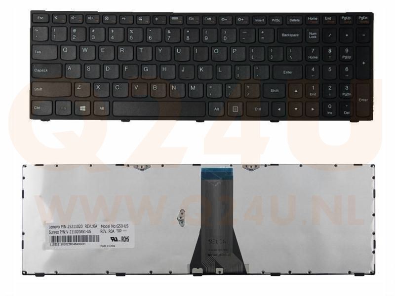 Lenovo IdeaPad B50-30 G50-70 Z70-80 series laptop toetsenbord, US - zwart - zwart frame