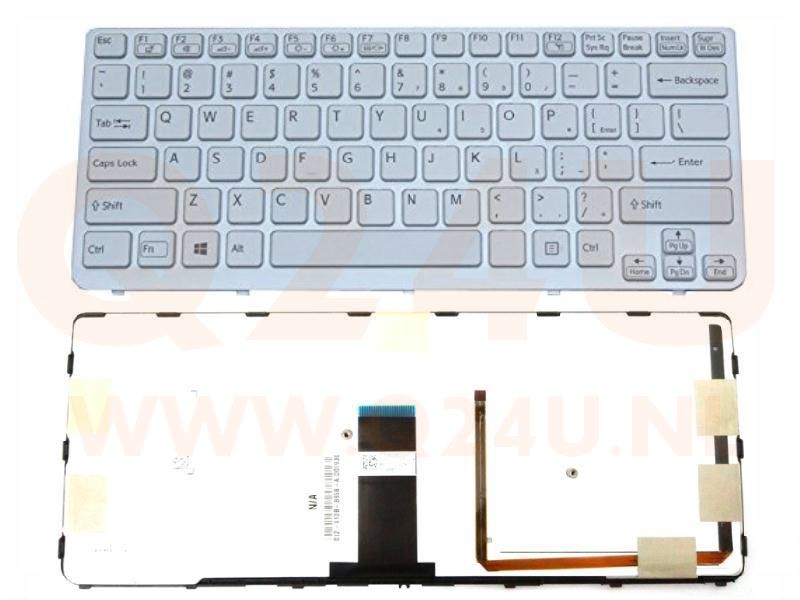 Sony Vaio SVE14 Series laptop toetsenbord, US - wit- met licht