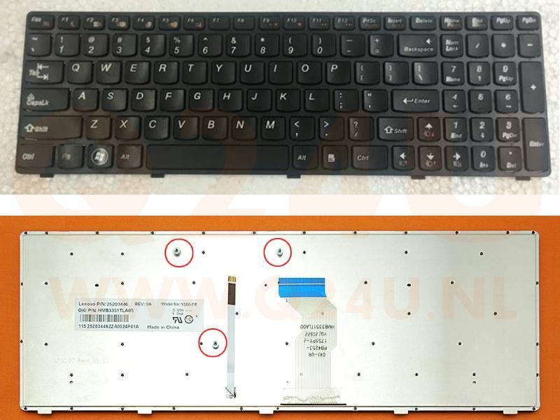 Lenovo IdeaPad Y580 Y580N Y580NT series laptop toetsenbord, US - zwart - met licht