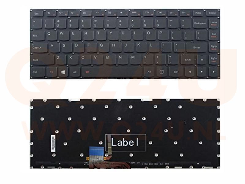 Lenovo Yoga 700-14ISK series laptop toetsenbord, US - zwart - met licht