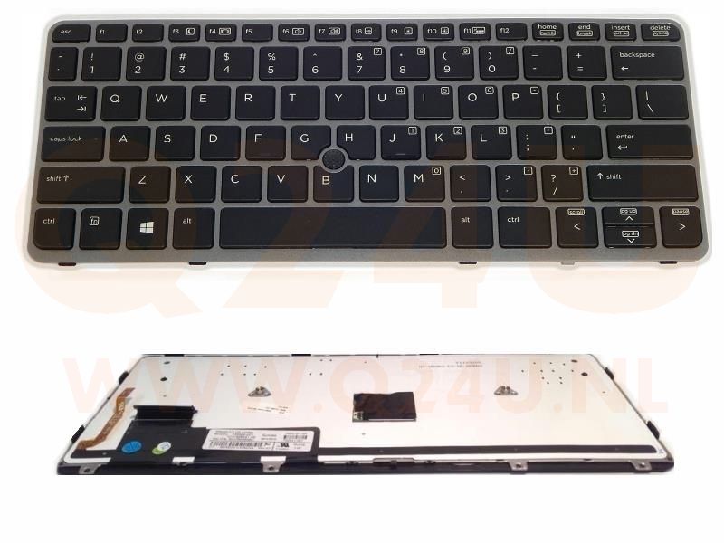 HP Elitebook 820 G1 laptop toetsenbord, US - zwart - zilver frame - licht