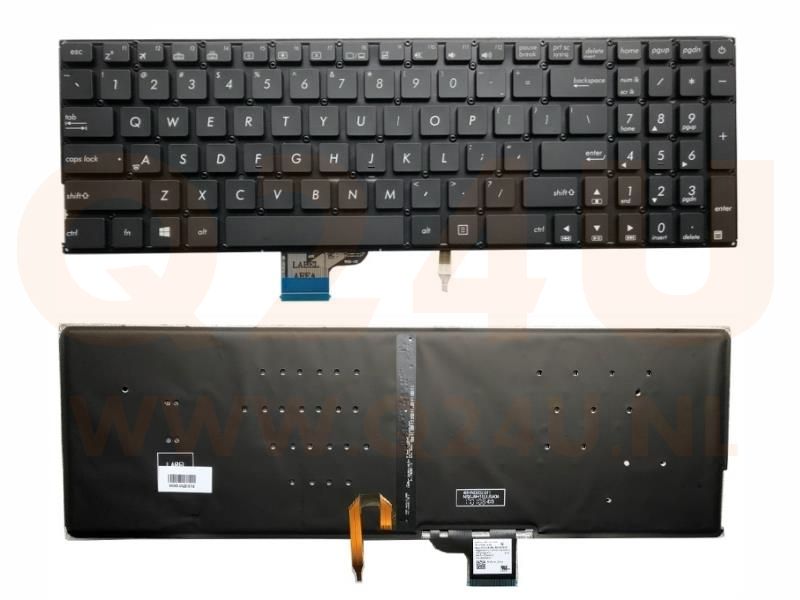 ASUS Zenbook UX510 V510 U5000 Series laptop toetsenbord, US - zwart - met licht