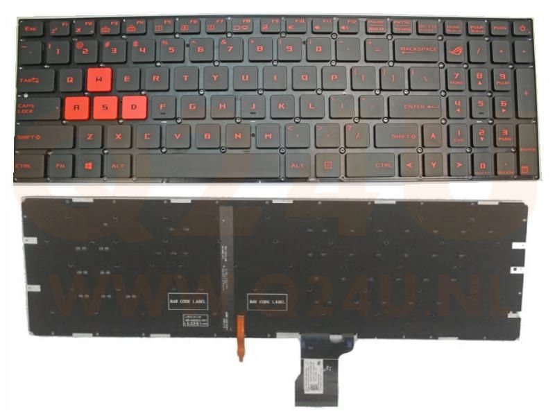 Asus GL502 GL702 Series laptop toetsenbord, US - zwart - met rood licht