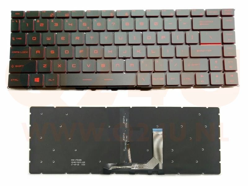 MSI Stealth Thin GS65 8SE 8SG 8SF laptop toetsenbord, US - zwart - met rood licht