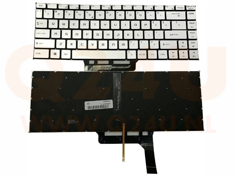 MSI Stealth Thin GS65 8SE 8SG 8SF laptop toetsenbord, US - zilver - met licht