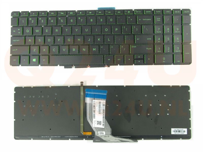 HP Pavilion HP Pavilion Power 15-CB Series  laptop toetsenbord, US - zwart - met groen licht