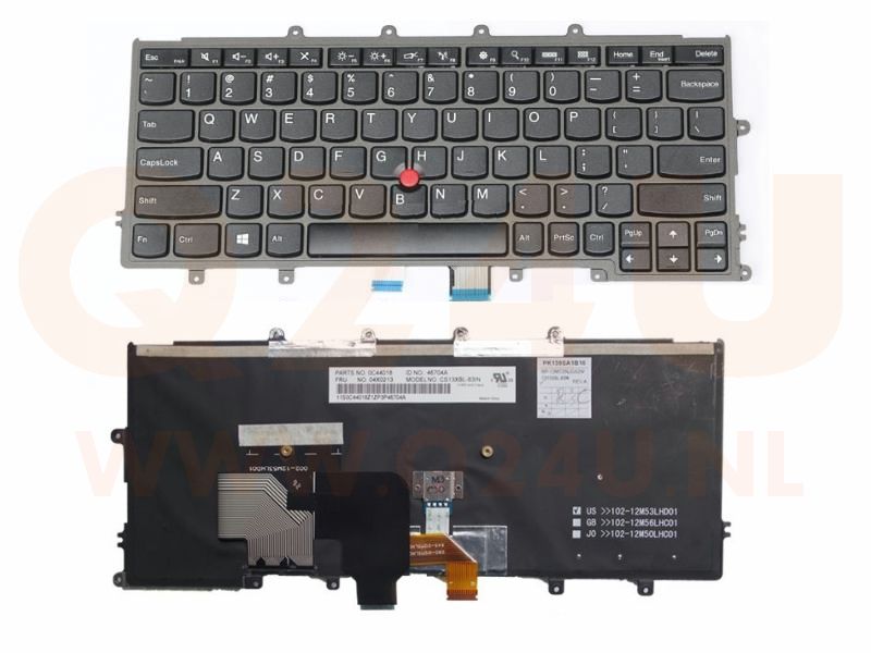 IBM Thinkpad X240 X240S X260 X270 series laptop toetsenbord, US - zwart met licht