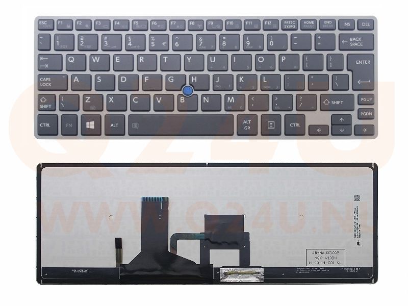 Toshiba Portege Z30 Z30-A Z30T Z30T-A laptop toetsenbord, US - zwart - met licht en pointer - lange kabel