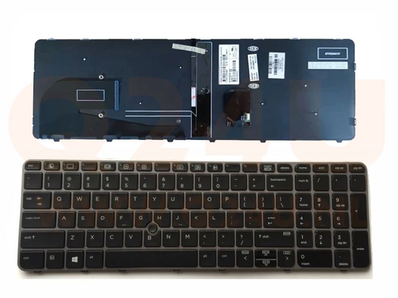 HP EliteBook 755 850 G3 G4 series laptop toetsenbord, US - zwart - zonder licht - met pointer - grijs frame