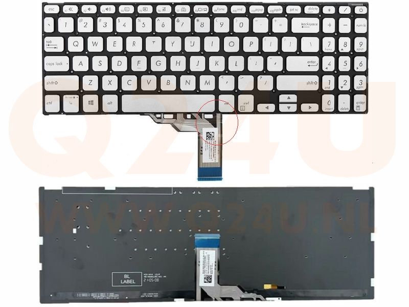 Asus Vivobook 15 series toetsenbord - 0KNB0-5108US00 - zilver - met licht
