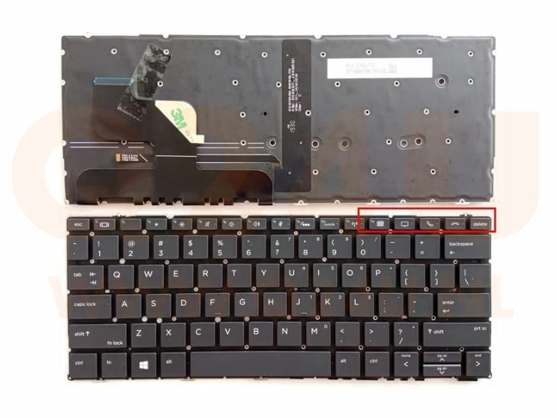 HP Elite Dragonfly G1 G2 US qwerty toetsenbord - met licht - phone key