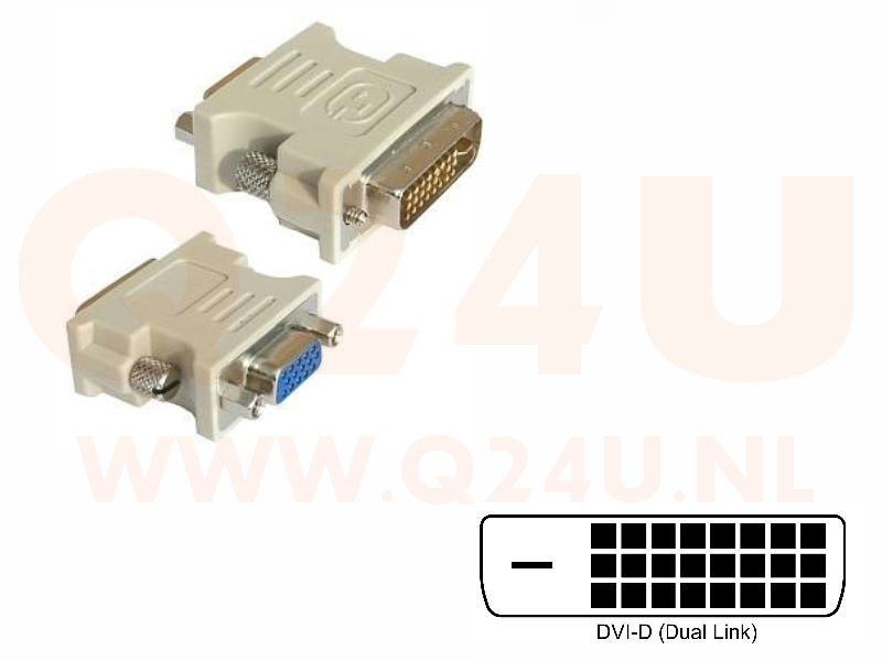 DVI-D dual link - VGA adapter, 24 + 1 pin