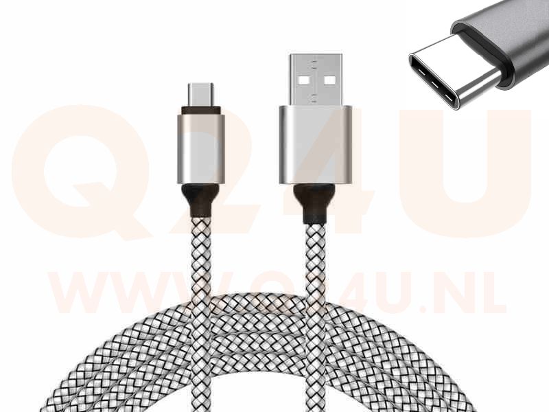 USB-C naar USB 3.1 kabel - zilver - versterkte kabel 2 meter