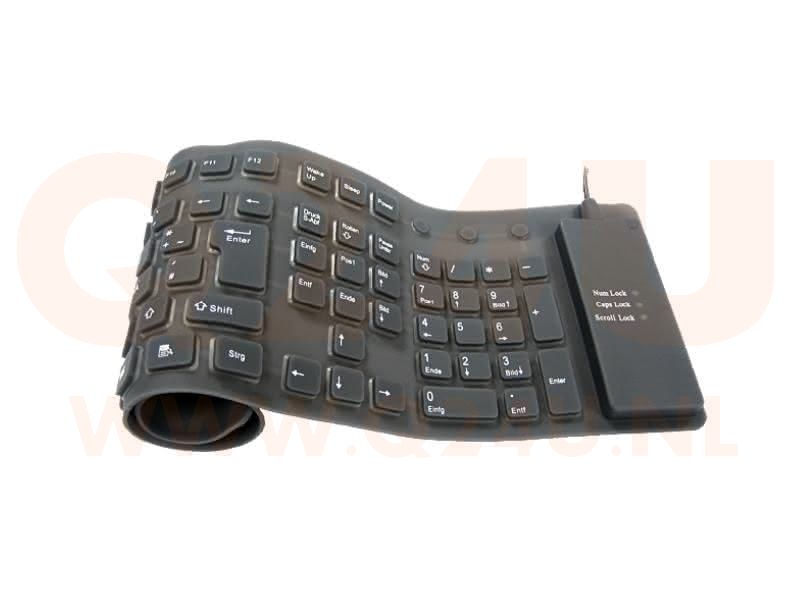 Q24U Flexibel silicone toetsenbord, USB, zwart