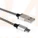 Q24U HQ nylon USB - micro USB oplaad - data kabel 1M - zwart - zilver